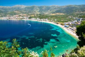 The beautiful himare coastline, also known as Himara in albania