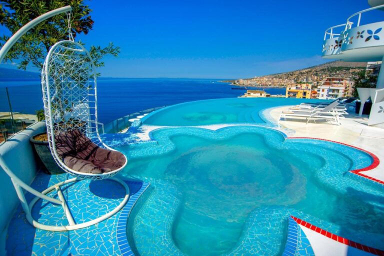 Bougainville Bay Hotel in Sarande at the pool