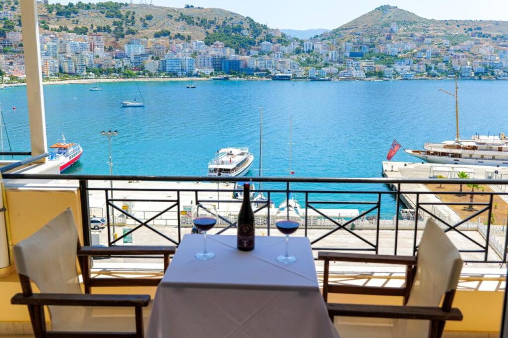 Hotel Mano in Sarande bayview from the balcony