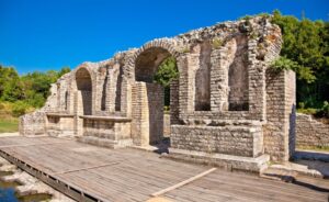 Monuments and ruins inside the butrint national park in albania