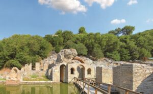 Monuments and ruins inside the butrint national park in albania