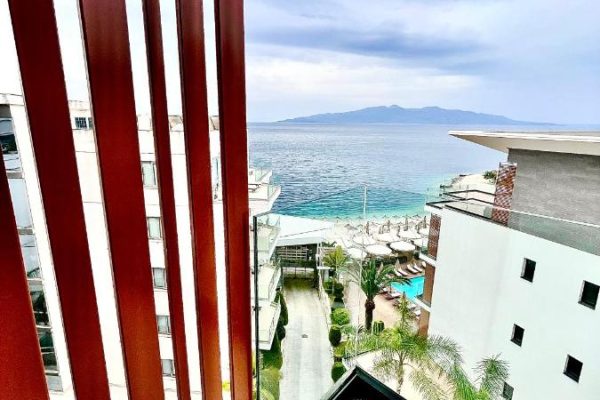 Andon Lapa Hotel Spa in Sarande the balcony view over ocean