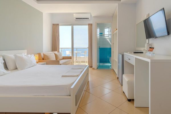 Aphrodites Garden in Himare masterbedroom with a sea side view