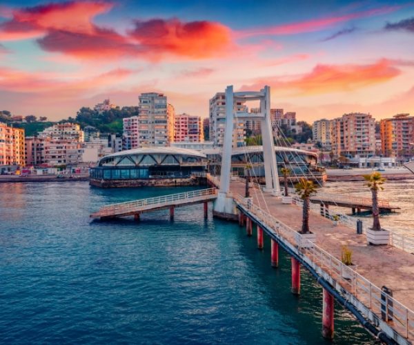 de bridge and port of durres in albania