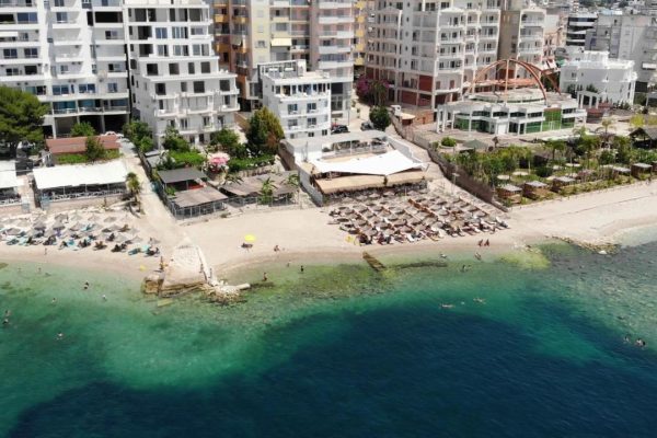 Hotel Aloha in Sarande droneview shot of the hotel