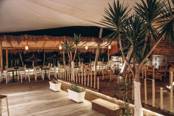 Hotel Aloha in Sarande restaurant at night time