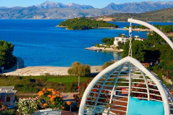 Hotel Mira Mare in Ksamil balcony view over ocean