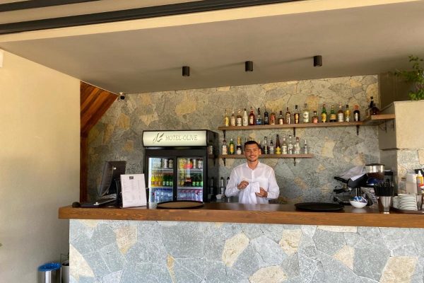 Hotel Olive in Ksamil the bar man